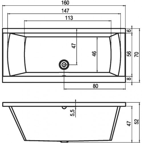 Акриловая ванна RIHO JULIA 160x70, B024001005 (BA7100500000000)