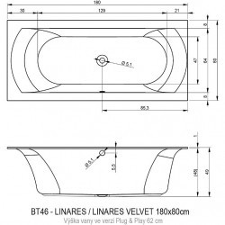 Акриловая ванна RIHO LINARES 180 LEFT - PLUG & PLAY, B142011005 (BD5600500000000)